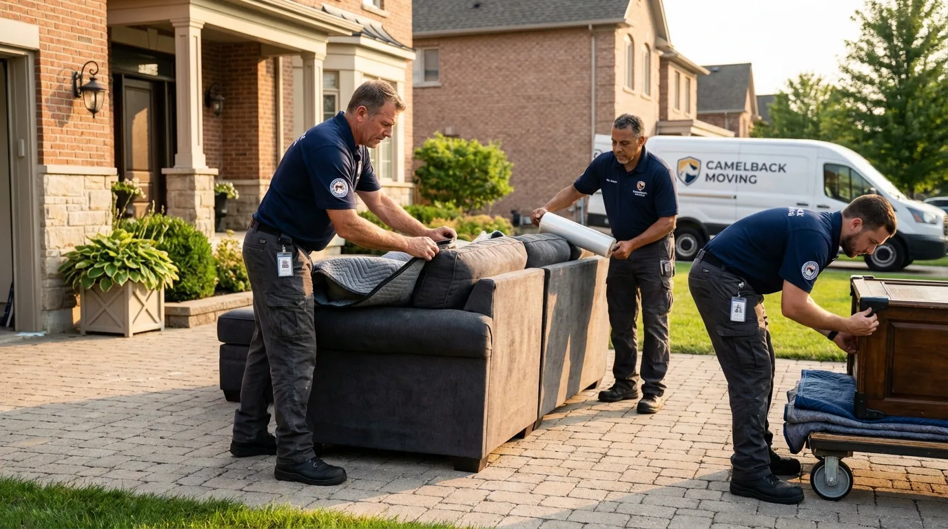Large estate moving crew wrapping furniture in Baton Rouge, LA